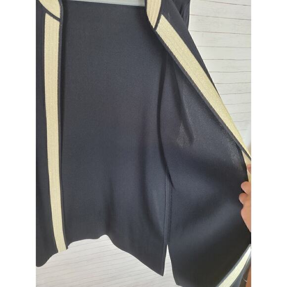 Exclusively Misook Black Midi Cardigan w Metallic Gold Border Detail, sz Large - Picture 9 of 16